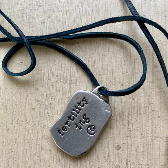 Ing Rune Pewter Fertility Viking Amulet Charm Pendant with Leather Cord - Picture 4 of 6